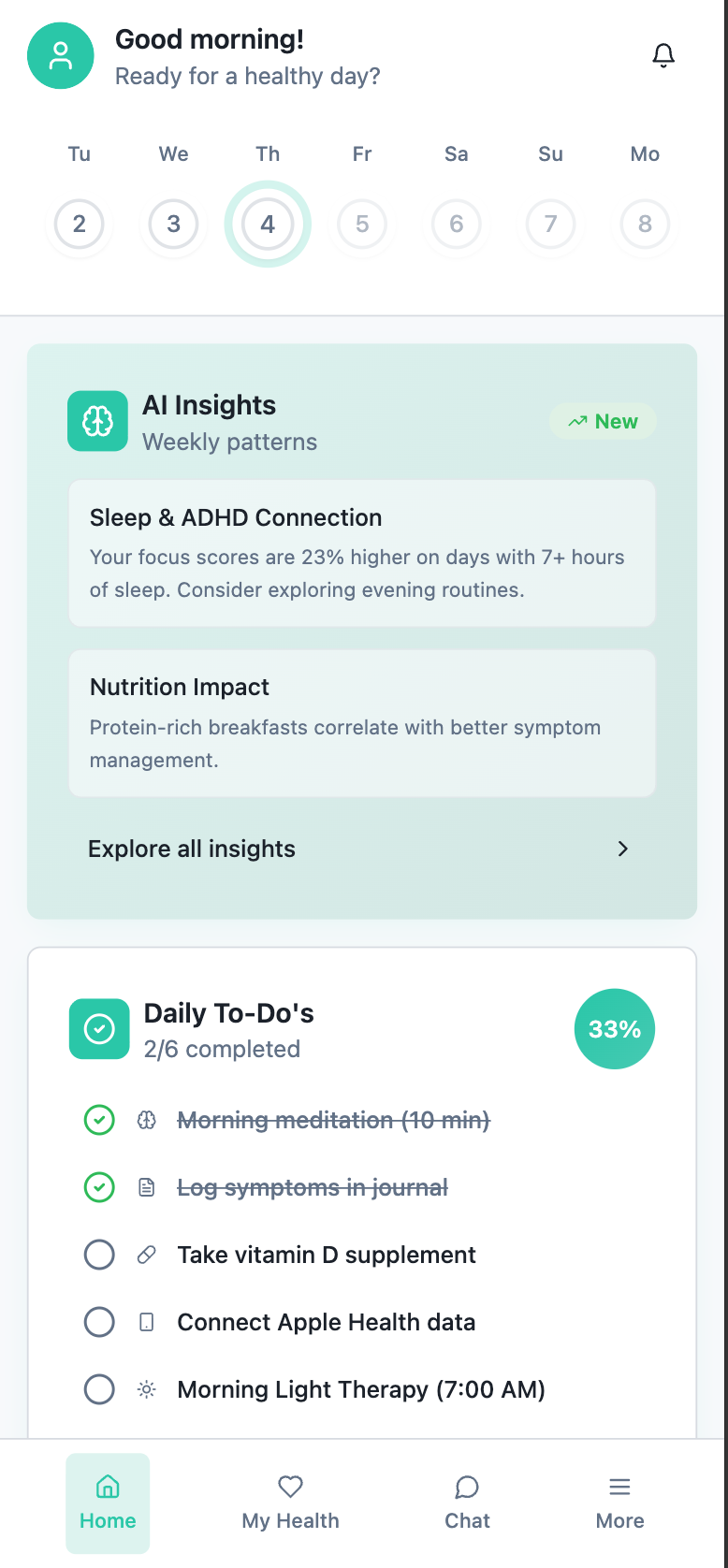 My Health screen